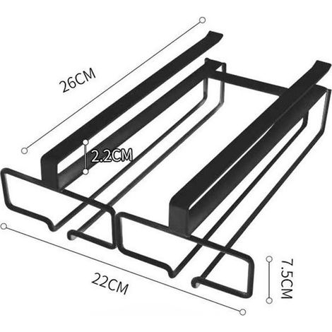 Portabicchieri da vino nero a doppia fila - Portabicchieri sospeso, supporto per bicchieri da appendere, design elegante e robusto (1/4)