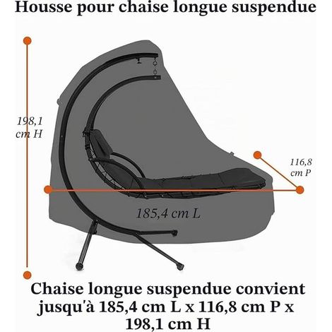 Housse de chaise suspendue - Housse de protection - Tissu Oxford - 198 x 185 x 117 cm - Noir