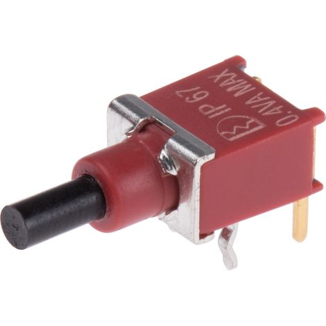 Bouton-poussoir, Momentané, Unipolaire à deux directions (1RT), 400 mA @ 20 V, Montage sur Circuit imprimé ( Prix pour 1 ) (1/2)