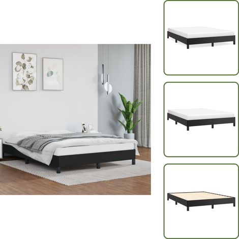 Cadre de lit sans matelas noir 140x190 cm similicuir - Cadre De Lit - Lit Double - Lit Noir - Similicuir - Meuble Chambre