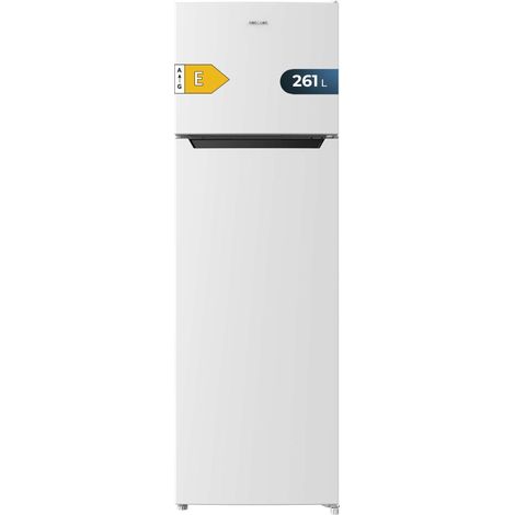 Weißer zweitüriger Kühlschrank, 169 cm hoch und 54 cm breit, 261 L, Defrost (Abtauung), Energieklasse E und mit Fast Freezing-Modus (Schnellgefriermodus).