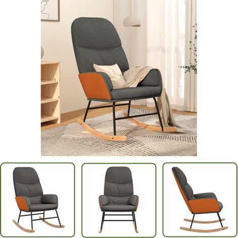 The Living Store Chaise à bascule Gris foncé Tissu - Chaise À Bascule - Fauteuil Relaxant - Chaise En Tissu - Chaise Avec Accoudoirs - Mobilier Intérieur (1/5)