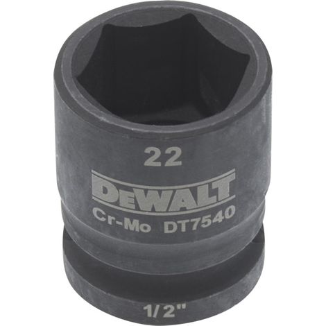 Clé à douille DEWALT courte 22mm 1/2 résistante aux chocs