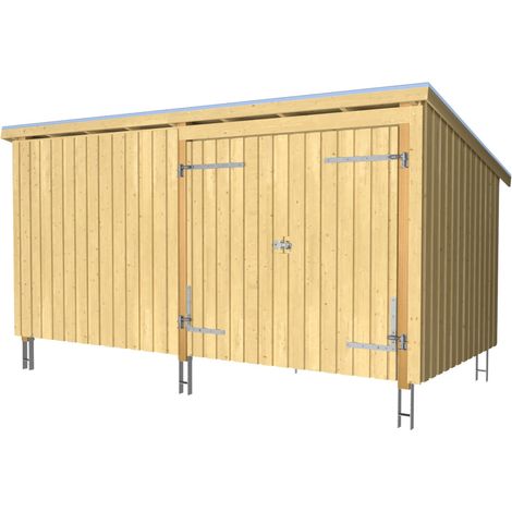 Plus Gartenhaus Nordic Mulit 416 x 208 cm natur mit Doppeltür, Dachpappe, H-Anker (1/3)