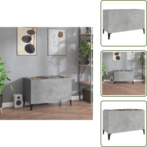 Scaffale per dischi - vidaXL Mobile Porta Dischi Grigio Cemento 74,5x38x48 Legno Multistrato - Scaffale per musica