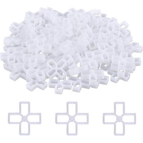 Lot de 200 entretoises de carrelage en forme de croix de 10 mm, entretoises de terrasse, entretoises de dalle de brique pour bricolage, pavé, carrelage, mur, système de nivellement de carrelage (1/5)