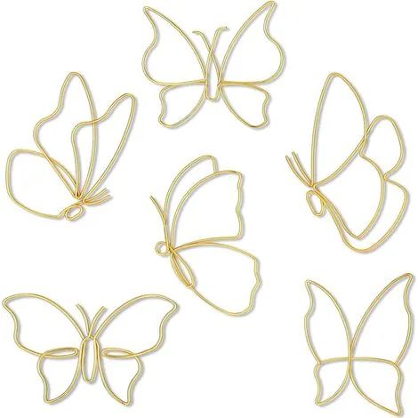 Lot de 6 décorations murales en métal : papillons, cœurs, fleurs et autocollants pour la cuisine, la salle de bain, l'intérieur et l'extérieur, pour un mariage, un anniversaire ou une fête (Classique, (1/3)