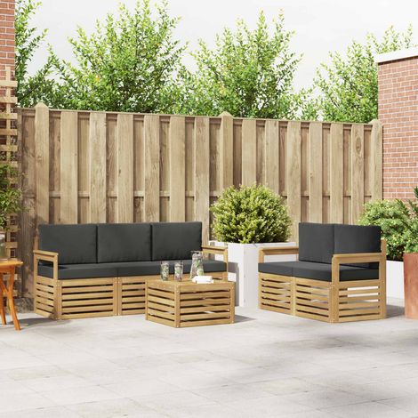 Teenpull – Outdoor-Sofagarnitur 6 Stk. Weiß und Anthrazit Polyester (1/5)