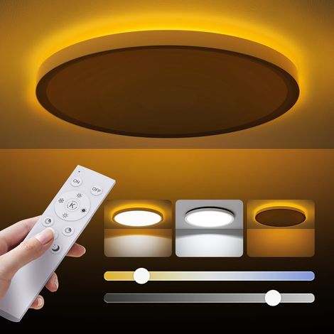 Plafonnier LED Dimmable 24W, Lampe de Plafond Ultra Fine 2,5 cm, 3000K-6500K, Télécommande et Contrôle via App, Lumière Nocturne 5W, Pour Chambre Cuisine Bureau, Ø30cm Blanc