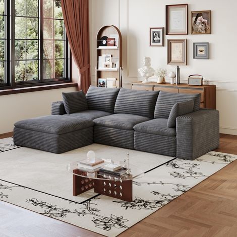 Modulsofa 260 cm dunkelgrau Stoff mit Schaumstoffpolsterung und flexibel verstellbaren Elementen (1/5)