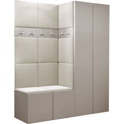 Conjunto para recibidor Pinis III, Manila 02, 186x158x46cm, Aglomerado laminado, Tapiz, Colocada, Montada en la pared