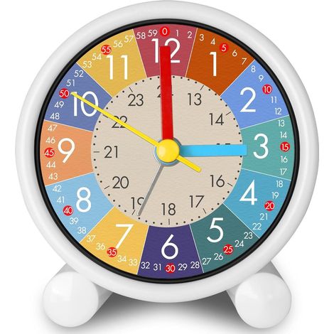 Wecker – Wecker für Kinder – Wecker für Mädchen – Wecker für Jungen – Geräuschloser Kinderwecker – Digitaler, geräuschloser Wecker – Analoger Lernwecker für Kinder – Ideal für Anfänger – Schulwecker – (1/5)