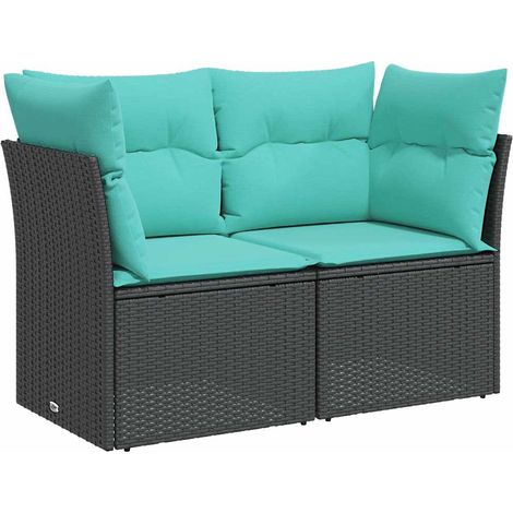 Maison Exclusive - Divano da Giardino con Cuscini a 2 Posti Nero in Polyrattan
