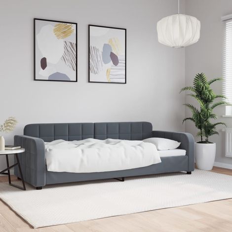 Lit de repos gris foncé 80x200 cm velours (1/5)