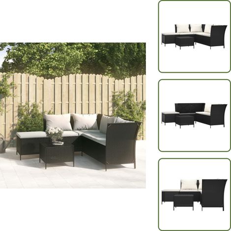 Salon de jardin 4 pcs avec coussins Noir Résine tressée - Salon De Jardin - Meuble De Jardin - Ensemble De Salon - Résine Tressée - Mobilier Extérieur (1/5)