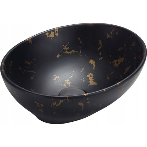 Vasque à poser rectangulaire Silla, lavabo salle de bain en céramique 40,5x33x14 cm, design moderne, installation facile, Marbre noir