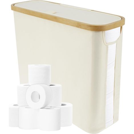 Rangement pour rouleaux de papier toilette, support de boîte de rangement pour salle de bain avec fenêtre latérale et couvercle, panier de papier toilette multifonctionnel, organiseur autonome pour (1/5)