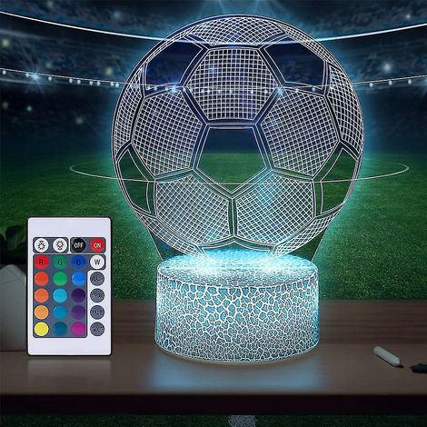 Veilleuse de bureau en forme de ballon de football, lampe illusion 3D avec télécommande et 16 couleurs, cadeau idéal pour les enfants fans de football (1/5)