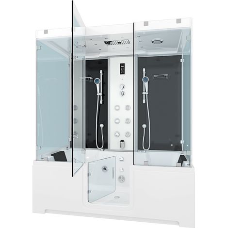 Kombination Badewanne Dusche K88-SW-EH-B-SC-EA Duschtempel 180x100 cm aktive Schlauch-Reinigung (1/5)