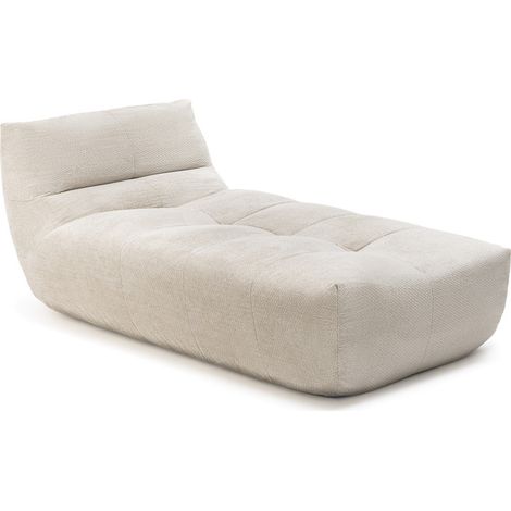 Chauffeuse design 1 place fauteuil lounge rembourré en tissu texturé beige Alba