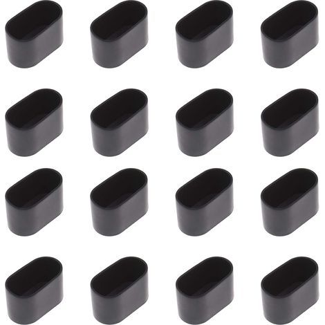 CCYKXA  16x Black Chair Caps, Oval Table Leg, Flexible Rubber, Anti-Scratch, Furniture Protector