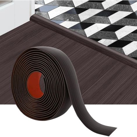 Bande de transition de sol de 3 m, bande de séparation de sol autocollante en vinyle, bande de séparation de sol plate pour joindre les espaces de sol, couverture de seuil (noyer noir) (1/5)
