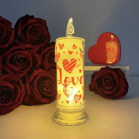 Bougie Électronique À Led - Simulation De Bougie Avec Larme - Pour Décoration De La Saint-Valentin - 6,5 X 6,5 X 18 Cm - 1 Pièce (1/5)