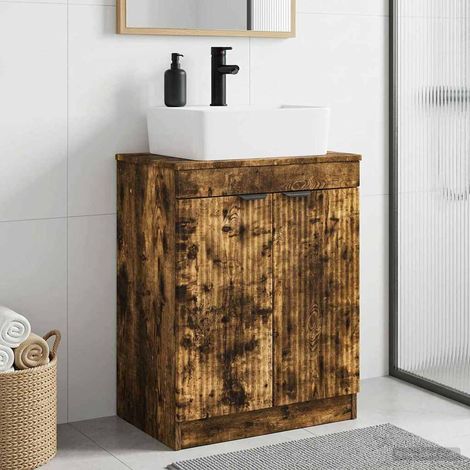 vidaXL Mobile da bagno con lavabo Rovere Fumo 54 x 35 x 83 cm
