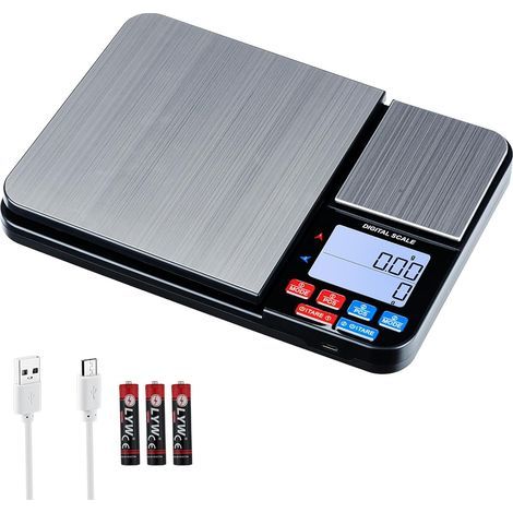 Wigearss Balance de Cuisine Numérique, 10kg/1g et 500g/0,01g de Précision, Double Plateforme, 7 Unités de Pesée, Balance Alimentaire de Haute Précision avec Écran LCD Rétroéclairé, Fonction Tare (1/5)