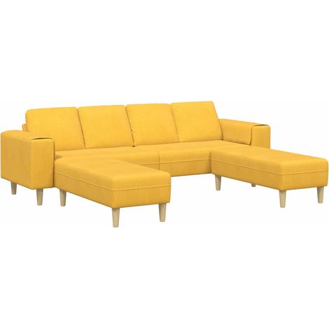 Fabric Sofa Light Yellow Corduroy fabric vidaXL