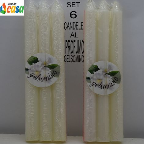 Candela profumata cm19 6PZ profumo gelsomino bianca per ambiente decoro casa negozi (1/5)