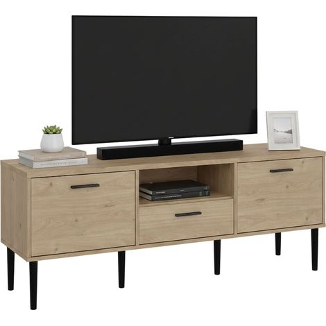 Dmora - Mobile porta TV elie, Credenza da soggiorno, Armadio basso per TV, Base parete attrezzata, 147x40 h57 cm, Rovere