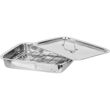 Backform MagicHome 38x28x6 cm, mit Grillrost und Deckel, Edelstahl