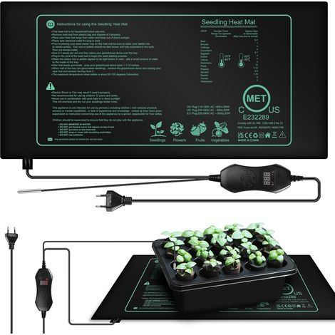 Tapis chauffant pour plantes avec thermostat, tapis chauffant avec thermostat, tapis chauffant numérique pour serre, tapis chauffant pour serre d'intérieur, tapis chauffant pour semis, germination des (1/5)
