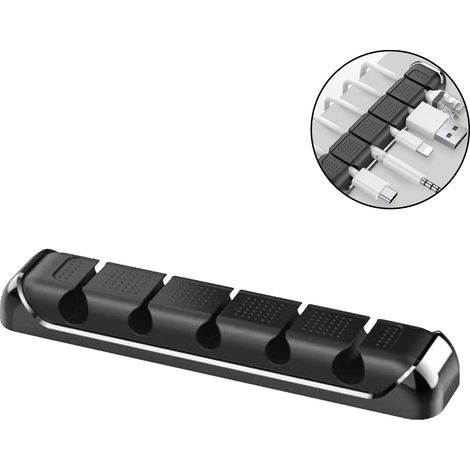Organisateur de câbles à 5 emplacements pour bureau, avec clips de maintien pour câbles USB, cordons d'alimentation et fils électriques. Idéal pour la maison, le bureau et la voiture. (1/5)