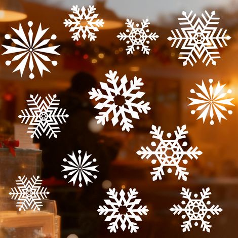 Weihnachtsdekoration Schneeflocken, Fensterdekoration, Weihnachtsaufkleber für Fenster Aufkleber, Weihnachtsdeko Fenster« (100 St), Kein Kleber benötigt (1/5)