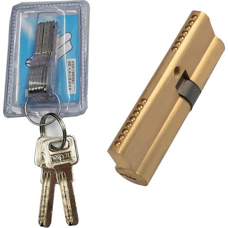 Cylindre de serrure de porte, 60 mm, en laiton, avec 8 clés, antivol, anti-effraction.-AquaForge (1/5)