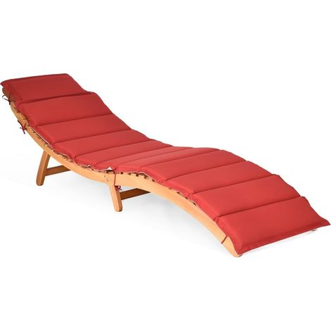 COSTWAY Tumbona de Jardín Plegable, Silla para Exteriores con Cojín de Doble Cara, Tumbona con Asiento Acolchado para Jardín, Césped, Patio Trasero, Sillón Portátil con Reposacabezas (1/5)