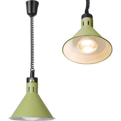 L谩mpara colgante c贸nica para calentar alimentos, di谩metro 275 mm, 250 W - verde