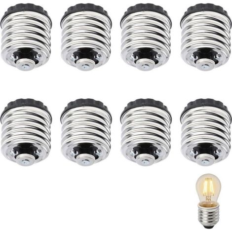 Adaptateur Ampoule E40 vers E27, Adaptateur de douille Lot de 8 Convertisseur de Douille LED Compatible Ampoules LED Pratique et Polyvalent Accessoires de Lampe