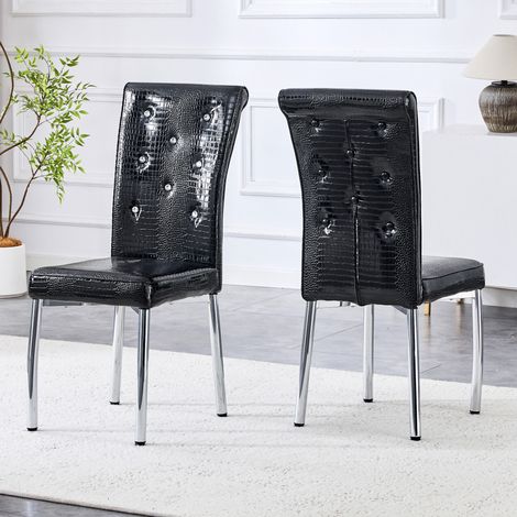 Conjunto 2 sillas comedor tapizadas PVC negro OKMYHOME (1/5)