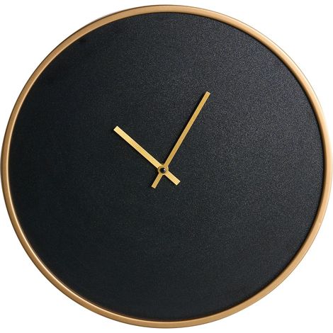 Orologio da parete moderno in stile industriale minimalista, MDF color oro e nero opaco Lucens