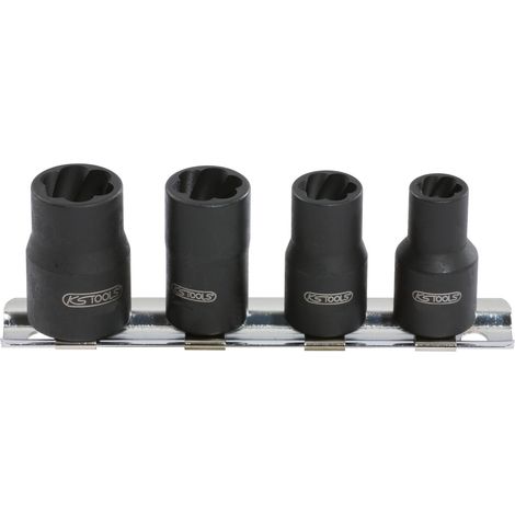 1/4" Jeu de douilles spirales à chocs, 4pcs, 8-13mm