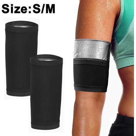 Brassard De Compression Pour Bras - Matière Néoprène Et Spandex - Hauteur 21 Cm - Noir Extérieur Argent/bleu Intérieur - 1 Paire (1/5)