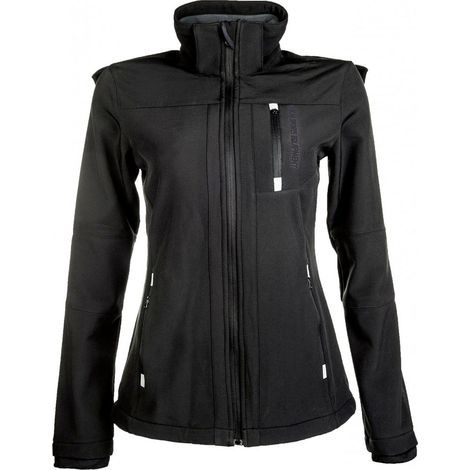 164cm 13/14 ans, Noir: Veste d'équitation pour enfants en tissu technique Softshell modèle Sport