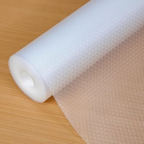 60cmx500cm Tapis Fond de Tiroir Antiderapant Non-adhésif, Tapis de Refrigerateur Placard Etagere Frigo, EVA Plastique Protection pour Meuble, sous Evier Cuisine (Transparent, Non-adhésif) (1/5)