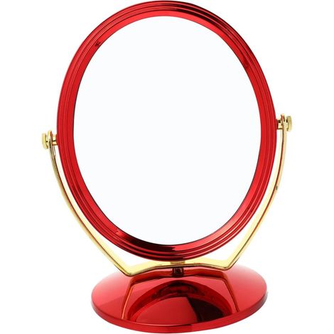 1pièce Miroir De Maquillage Rotatif Double-Face Forme De Cœur pour Décoration De Mariage Élégant Miroir Cosmétique Portable pour Table De Coiffure Rouge (1/5)