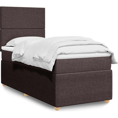 vidaXL Sommier à lattes de lit avec matelas Marron foncé 90x200 cm (1/5)