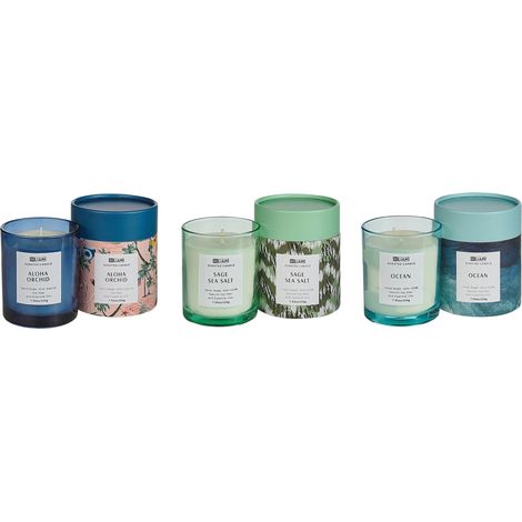 Set of 3 Scented Candles COLORFUL BARREL Soy Wax Fresh Notes Floral Notes (1/5)