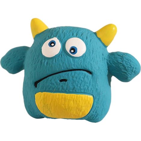 sonore chien jouet à macher latex mignon Devil chien nettoyage des dents jouet Safe chiot dentition jouet pour Biting Catching Intercative Fetch Game – Bleu (1/5)